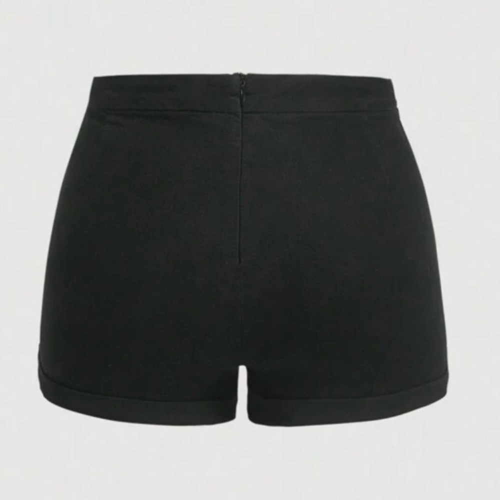 👍 Black Denim Buttoned Women's Shorts 👍 - Picture 2 of 8